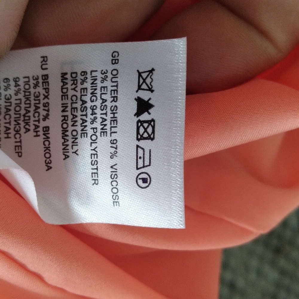 REISS Peachy-Orange Tailored/Fitted Midi Dress, size 0 - Picture 6 of 6